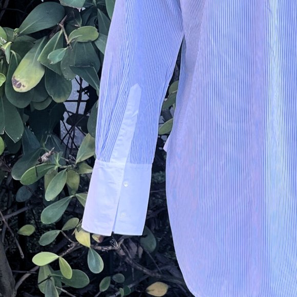 VINCE Striped Color Block White Button Down Shirt Size 2 - Picture 13 of 16